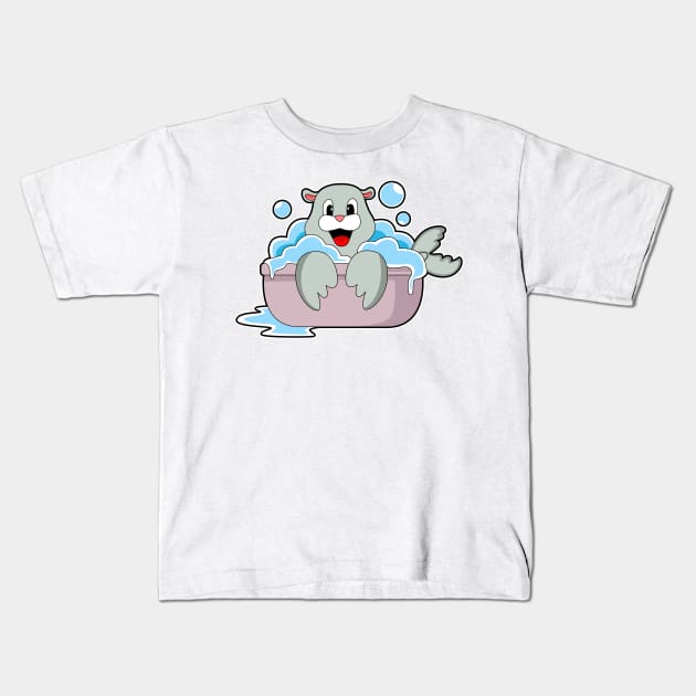 Seal in Bathtub Kids T-Shirt by Markus Schnabel